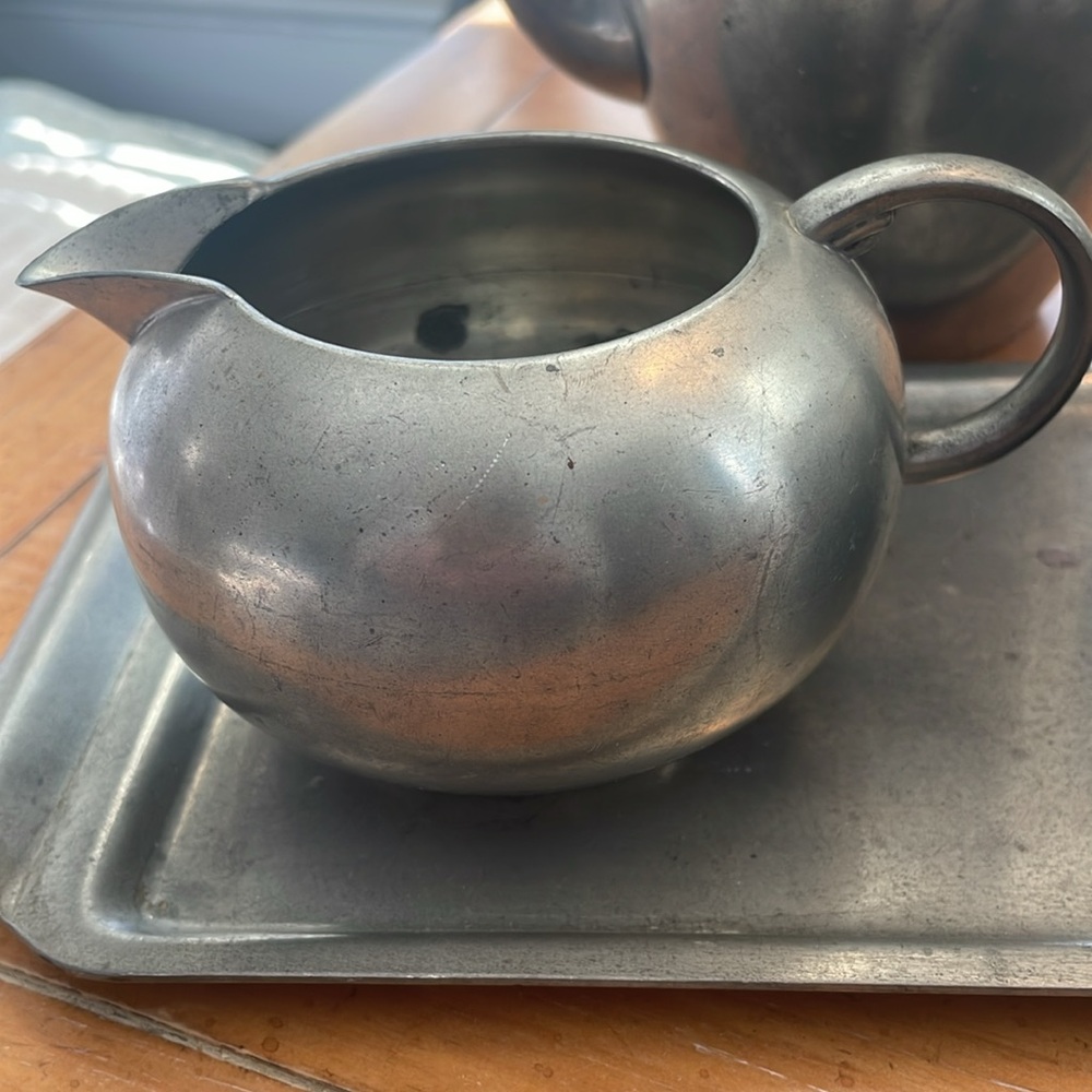 ANTIQUE PEWTER TEA SET, 6 PIECES - Picture 2 of 15